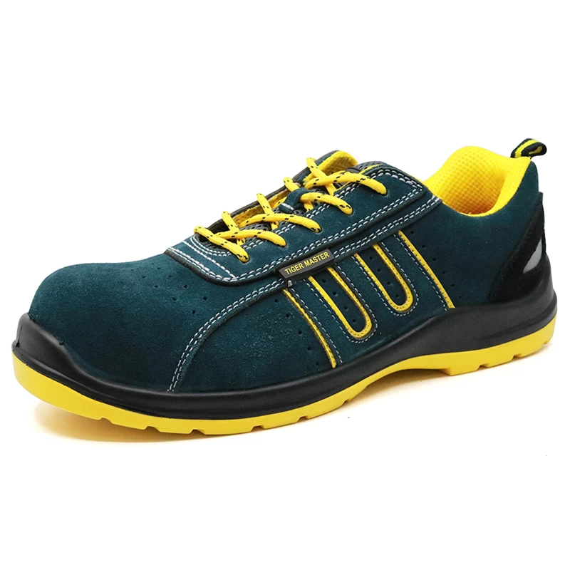 China SU029 PU injection suede leather plastic toecap sport safety shoes for work manufacturer