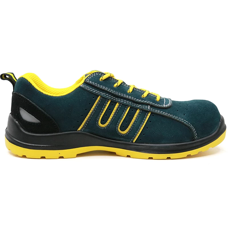 China SU029 PU injection suede leather plastic toecap sport safety shoes for work manufacturer