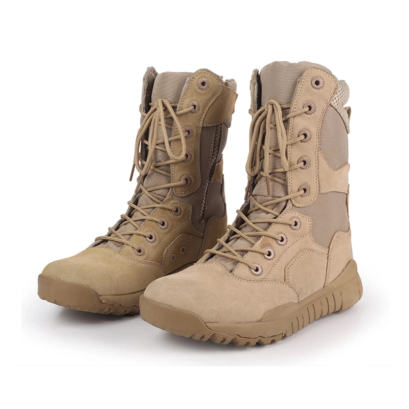 China Sandy color Super light suede leather fabric military army boots manufacturer