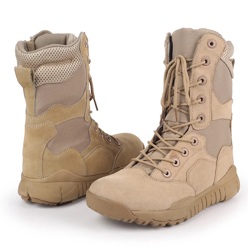 China Sandy color Super light suede leather fabric military army boots manufacturer