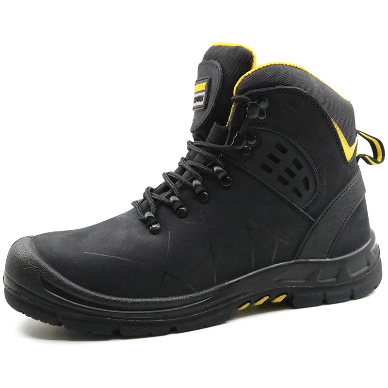 China TH004 High ankle rubber sole black leather safety boots men manufacturer