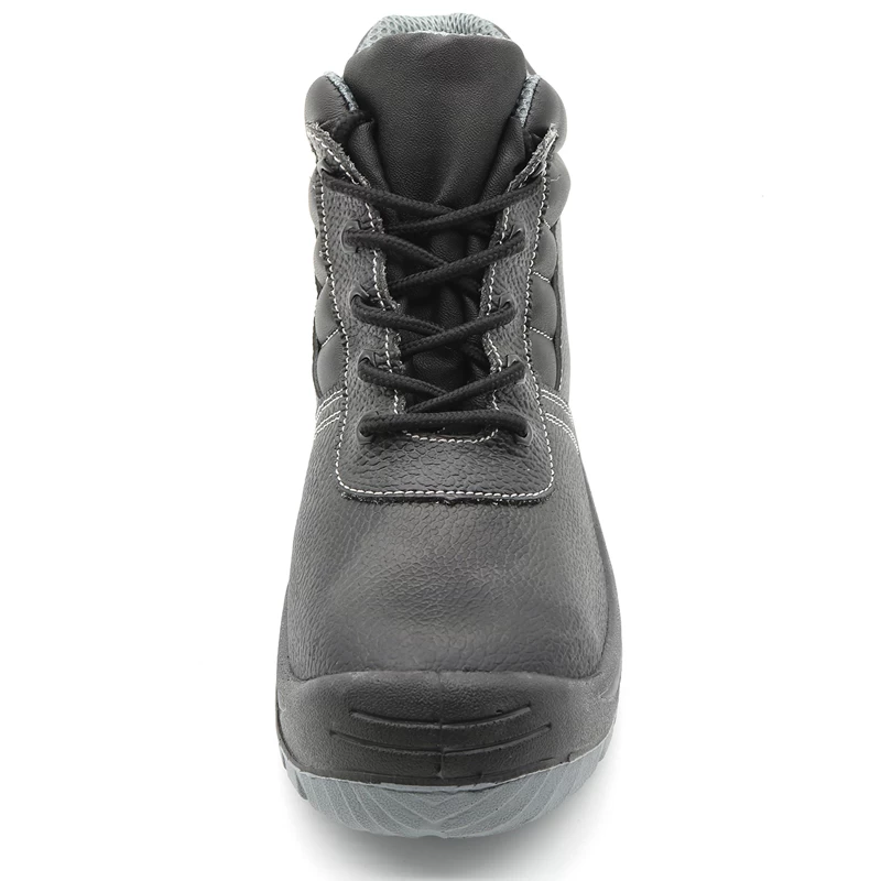 China TM002 CE black leather anti slip prevent puncture wide steel toe safety shoes price manufacturer