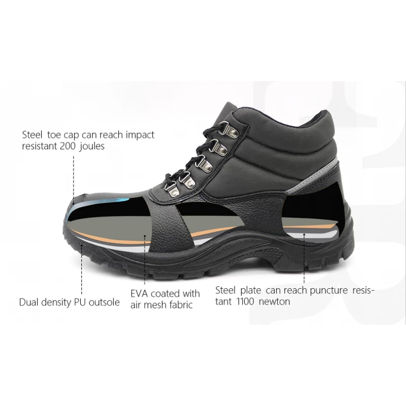 China TM018 Tiger master non-slip PU outsole anti puncture industrial safety shoes mid cut steel toe manufacturer