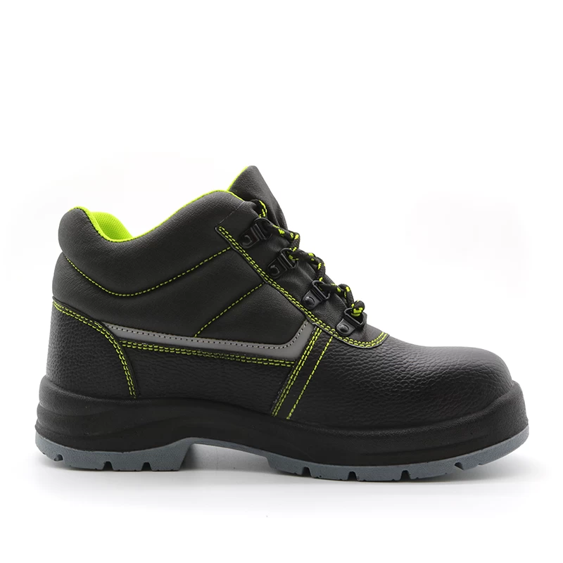 China TM052 Black leather non-slip pu sole anti puncture cheap price safety shoes steel toe manufacturer