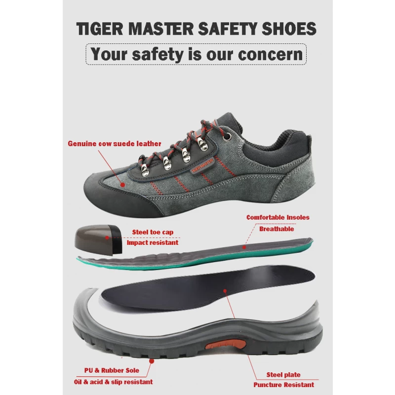 China TM102 Tiger master low ankle oil acid resistant steel toe steel mid plate working shoes manufacturer
