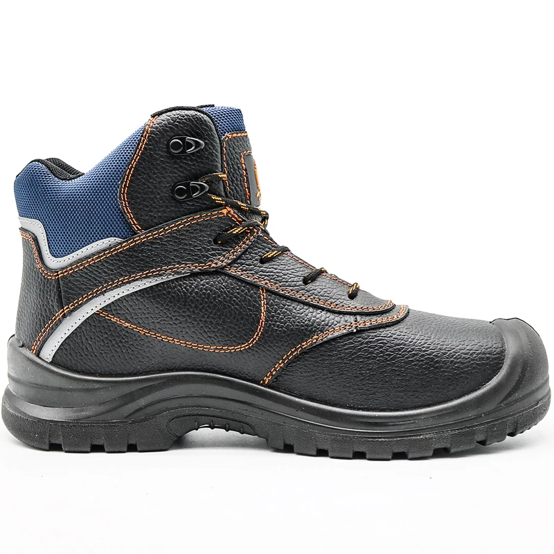 China TM1203 new oil slip resistant black leather steel toe anti puncture safety shoes industrial manufacturer