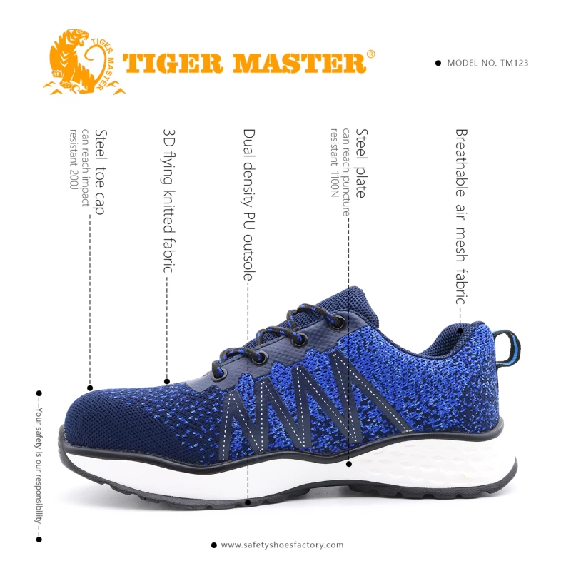 China TM228 Anti slip PU outsole cemented lightweight fashion sport style safety shoes steel toe manufacturer