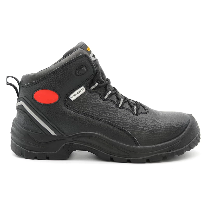 China TM2003 Black oil proof anti slip pig leather lining steel toe steel plate chile safety shoes manufacturer