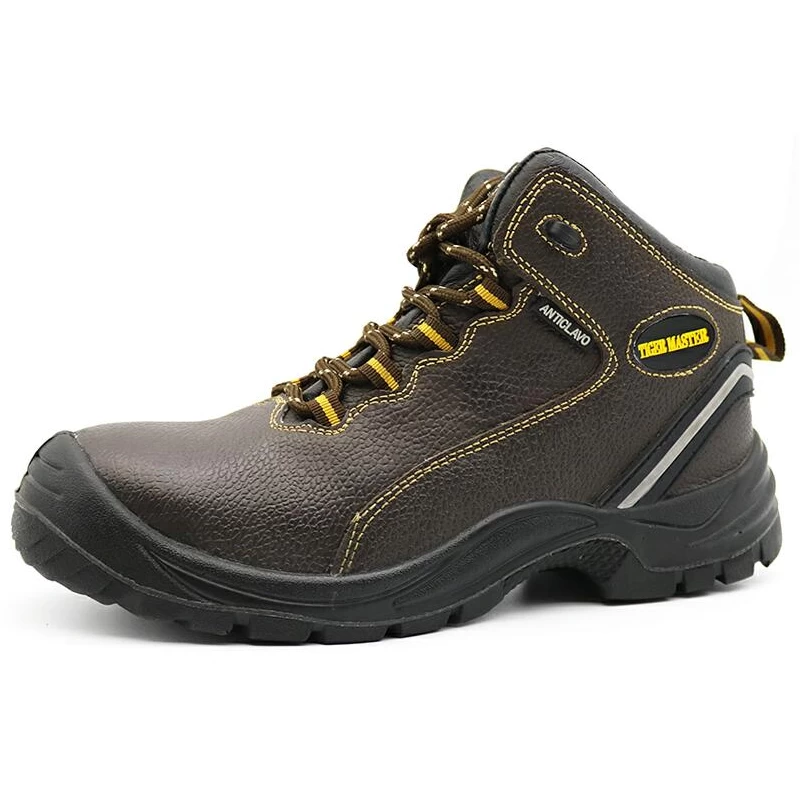 China TM2003 Brown steel toe puncture proof leather lining industrial safety shoes Republic of Chile manufacturer