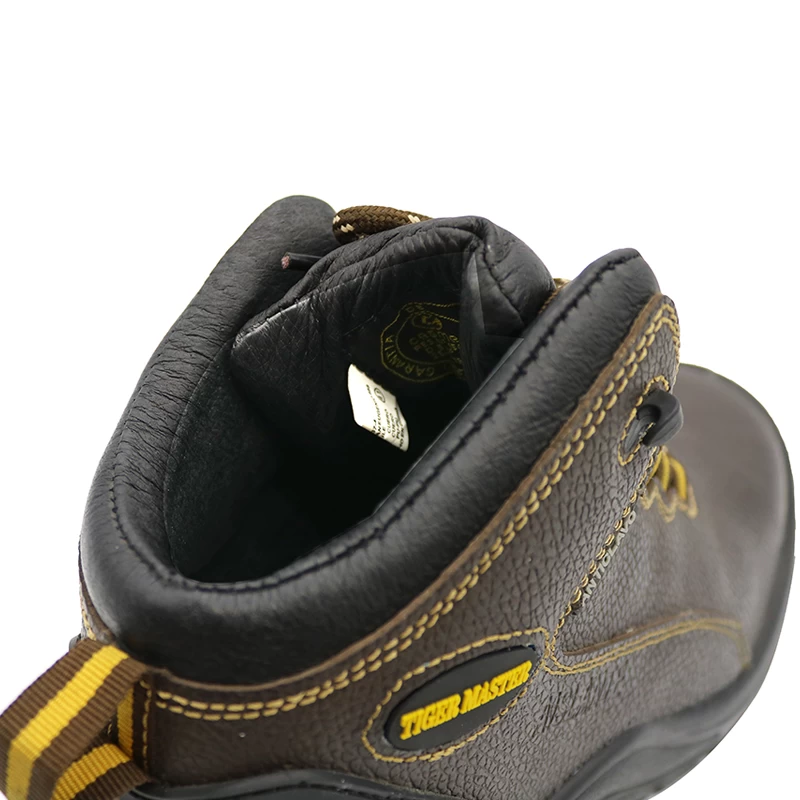 China TM2003 Brown steel toe puncture proof leather lining industrial safety shoes Republic of Chile manufacturer
