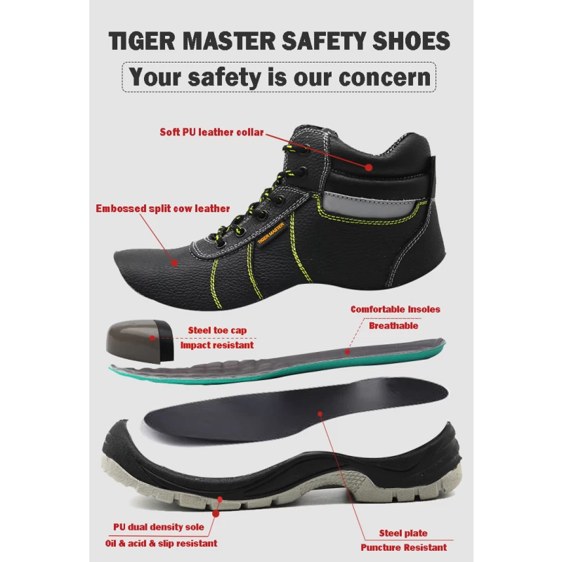 China TM2008 oil and water resistant anti slip steel toe puncture proof construction safety shoes manufacturer
