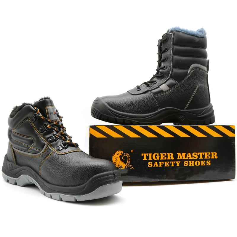 China TM2018 High ankle oil slip resistant fur lining steel toe puncture proof winter safety boots manufacturer