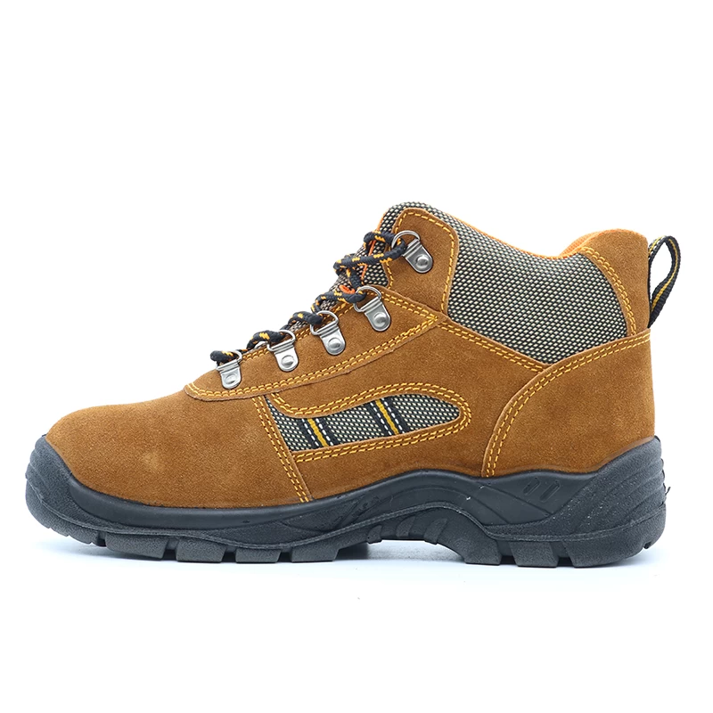 China TM207-1 Non-slip dark brown suede leather anti puncture sports safety shoes mid cut steel toe manufacturer