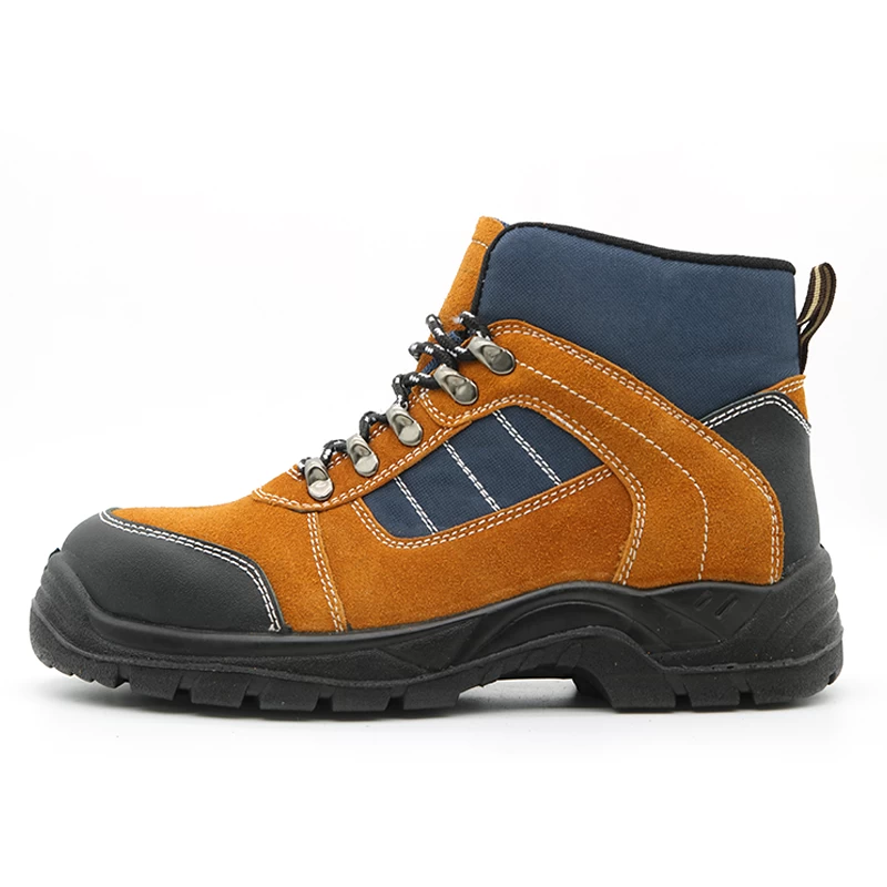 China TM219 Non-slip dark brown suede leather PU sole anti puncture steel toe safety shoes sports manufacturer
