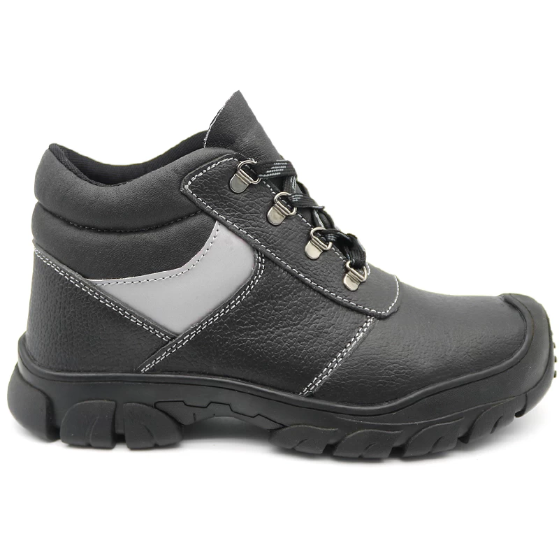 China TM3009 oil proof anti slip cheap black leather safety boots steel toe cap manufacturer