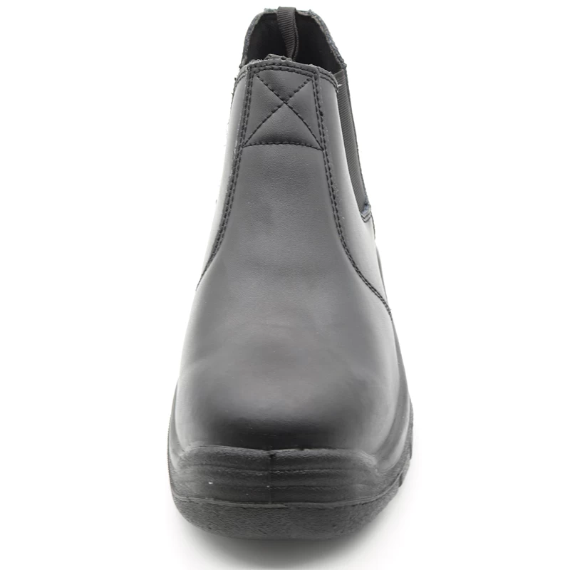 Chine TM3022 Chaussures de sécurité anti-perforation noires à bout en acier antidérapantes coupe mi-haute sans lacet fabricant