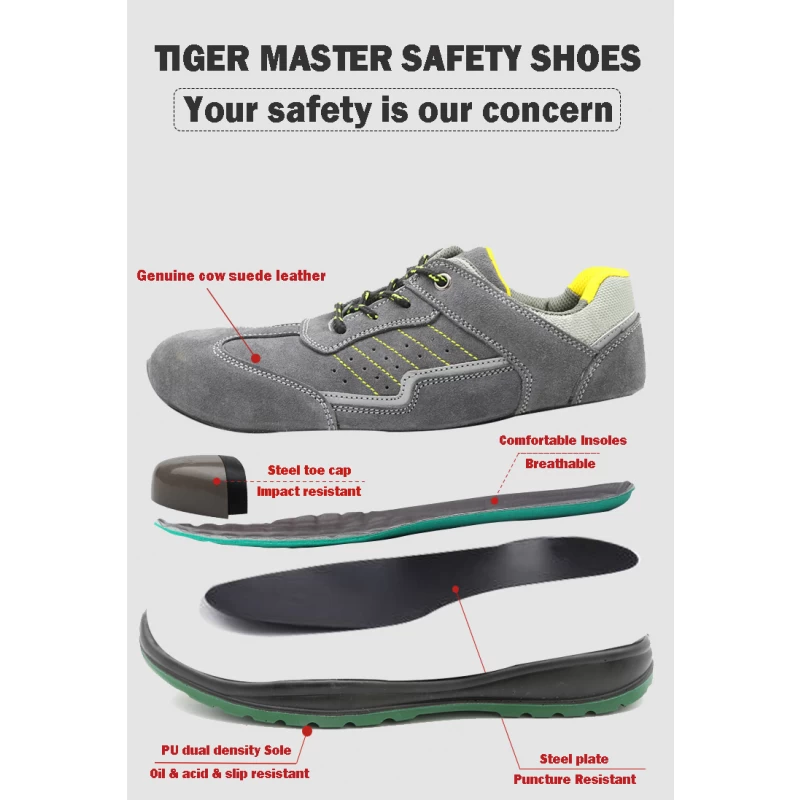 중국 TM5008 안티 슬립 오일 저항 스웨이드 가죽 유행 비 안전성 남성 여성 스포츠 신발 제조업체
