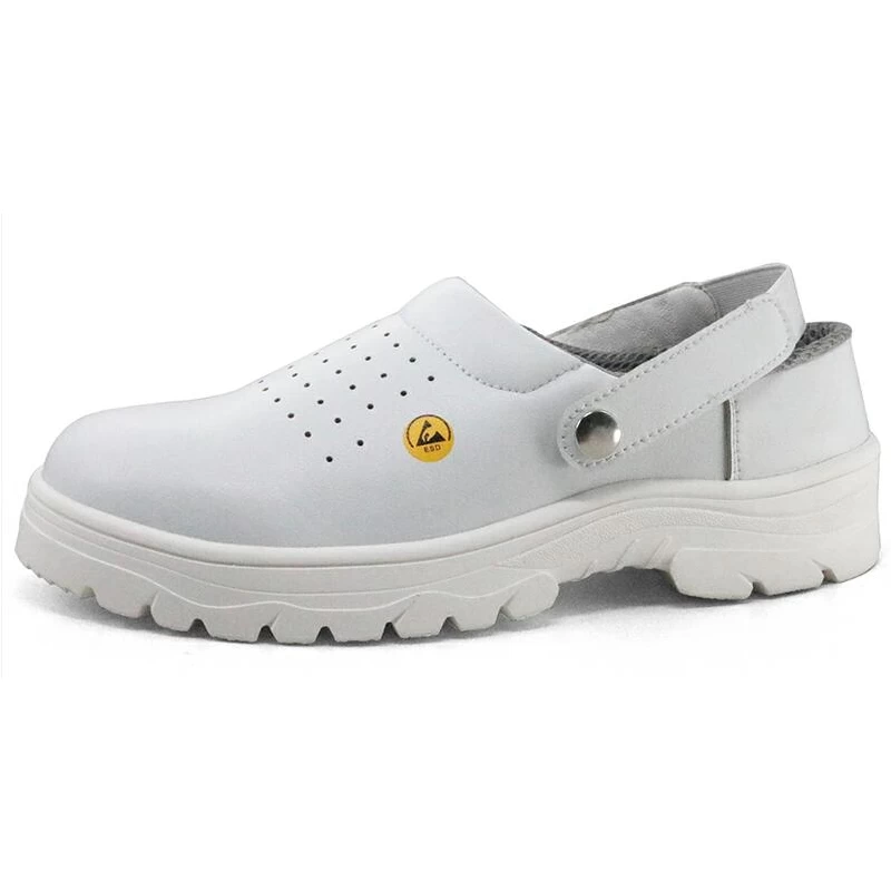 China TMC047 White microfiber leather rubber sole ESD kitchen summer safety shoes manufacturer