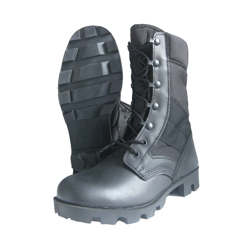 China Vulcanized construction genuine leather and fabric military army boots manufacturer