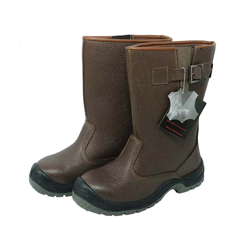 China W1002 brown leather steel toe cap anti static water proof welding boots manufacturer