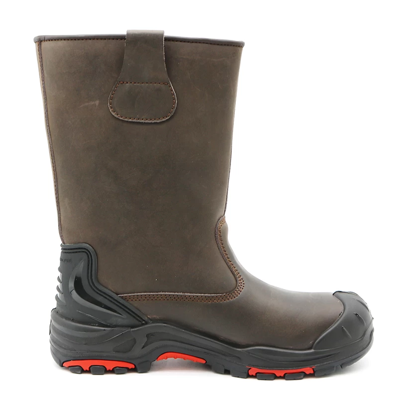 China W1020 Oil water resistant anti slip puncture proof leather high rigger boots composite toe manufacturer
