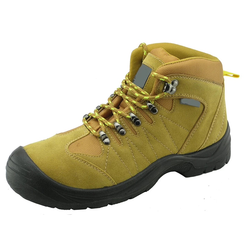 China Yellow color microfiber leather work safety shoes manufacturer