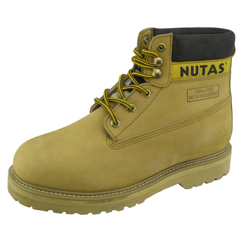 China Yellow nubuck leather rubber sole goodyear working safety boots manufacturer
