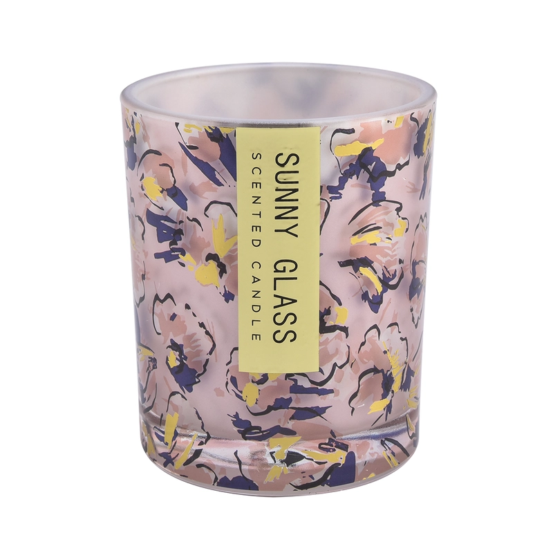 Pakyawan 10.7oz uu floral paper glass pattern glass candle jar