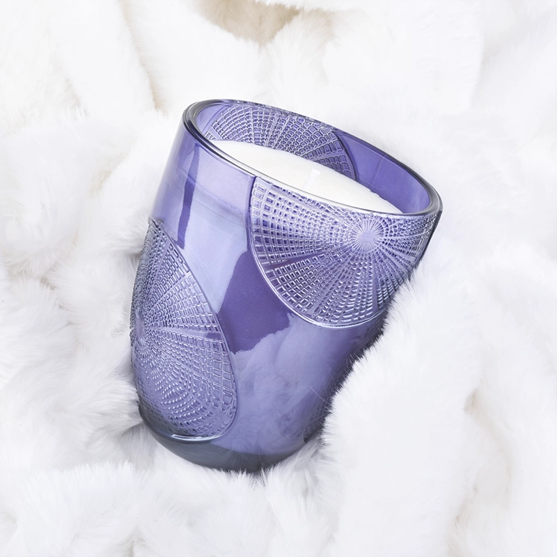 China Großhandel mit lila Ring, leerem Glaskerzenglas, individuelles Geschenk Hersteller
