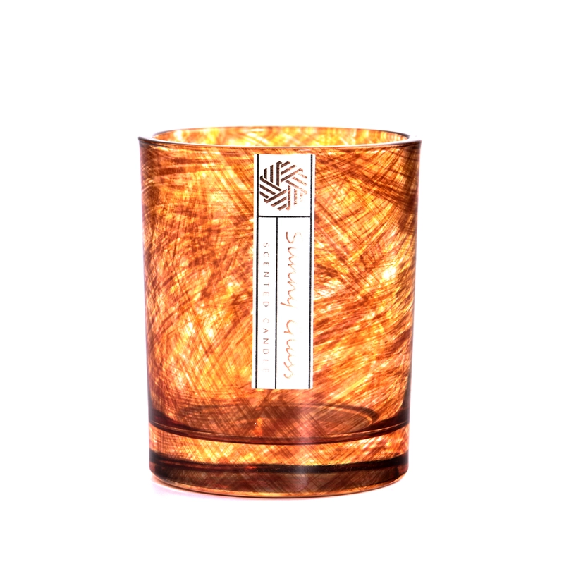 Luxury Amber Woven Glass Candle Vessels Wholesale