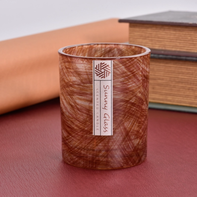 Wholesale Copper-Toned Swirl Glass Candle Holders Bulk Warm Luxury Vessels