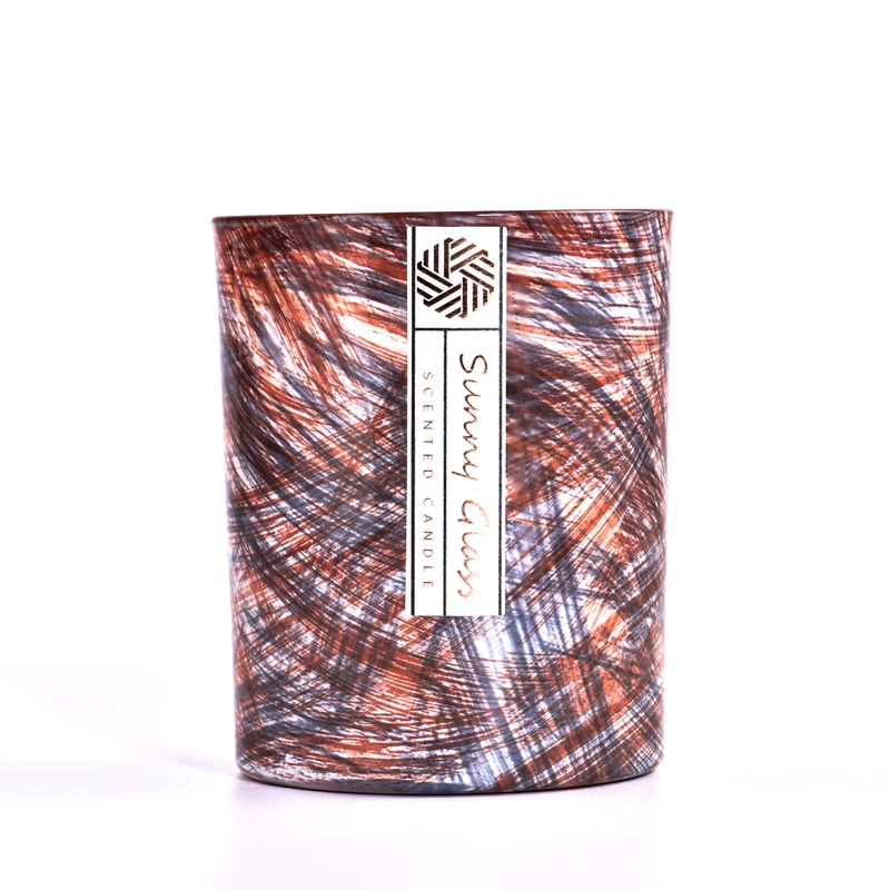 Luxury Copper Blue Textured Glass Candle Vessels Wholesale