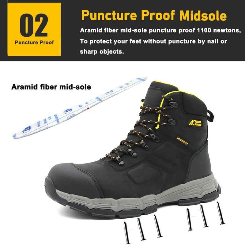 Cina TM1002 Scarpe antinfortunistiche impermeabili antiforatura con punta in fibra di vetro in vera pelle da uomo produttore