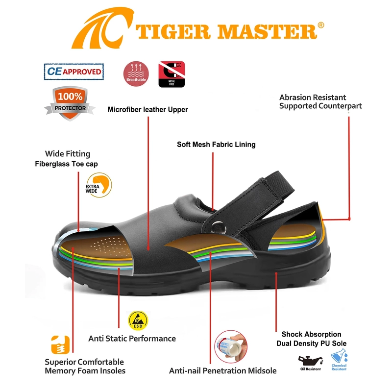 China TM3366 Fibra de vidro de capa de cozinha chef sapatos de segurança para restaurante fabricante