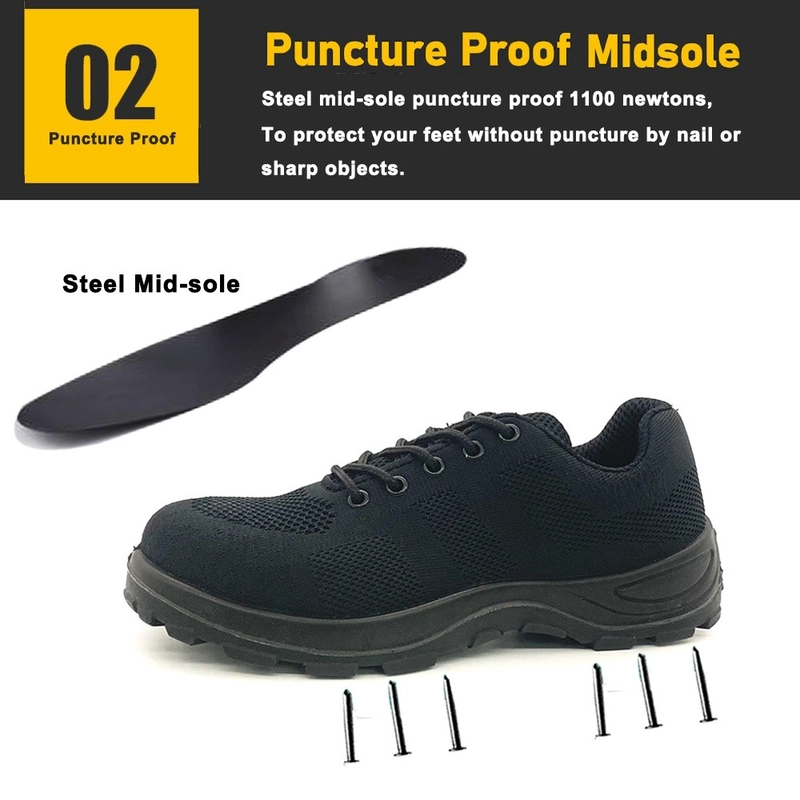 Cina TM2036 Anti Slip Steel Puntura Puntura Sport Sicke Sicket Black Sport produttore