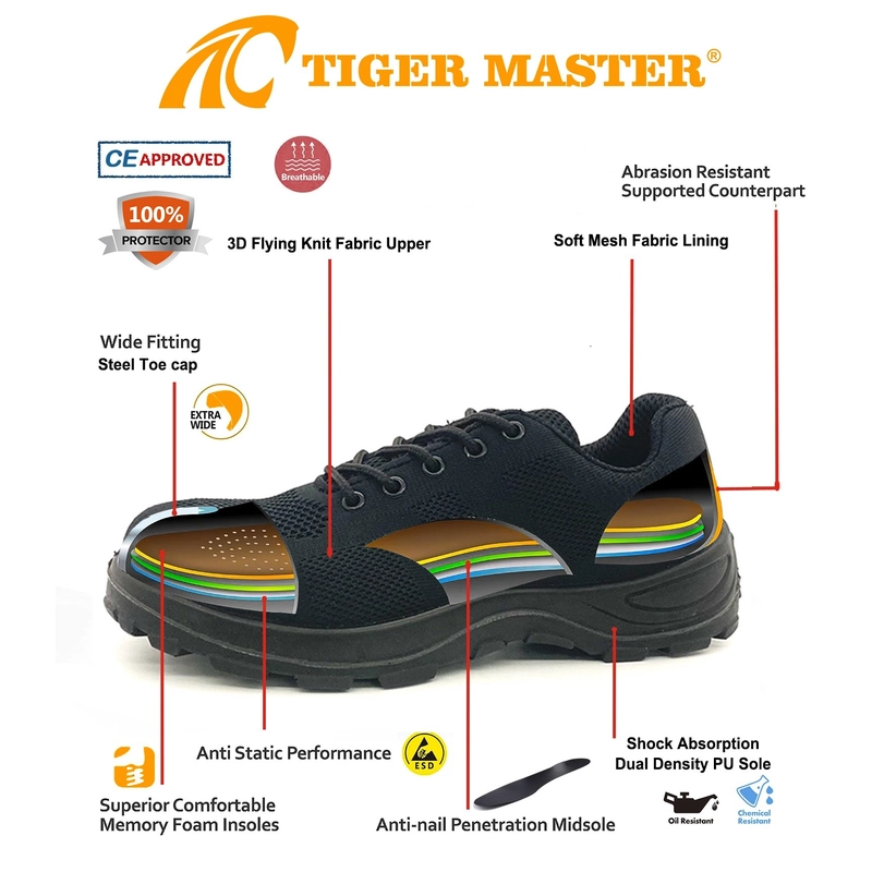 Cina TM2036 Anti Slip Steel Puntura Puntura Sport Sicke Sicket Black Sport produttore