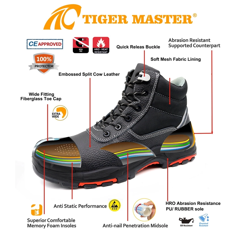 China TM085R glasvezel teen anti-punctie heren mijnbouwveiligheid schoenen bestand tegen olie fabrikant