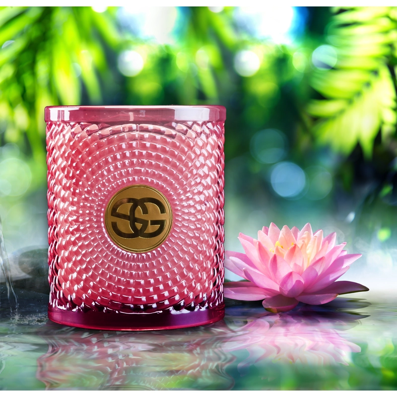 China Newly designed glass candle containers oval shaped halo pattern for home decor manufacturer