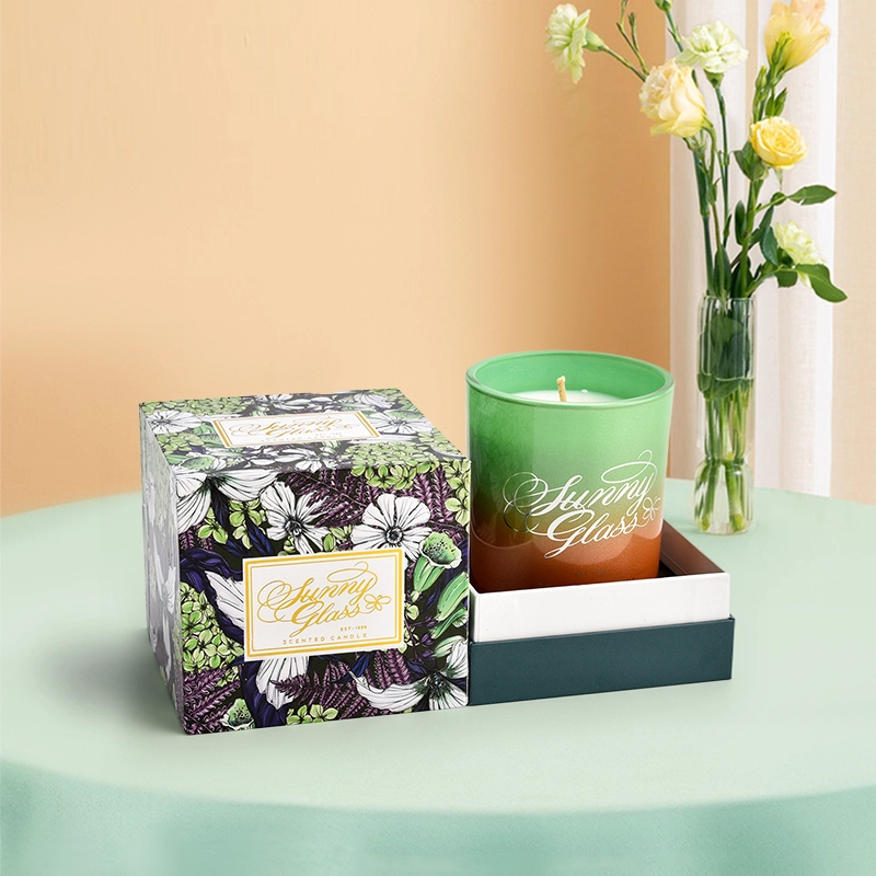 Wholesale exquisite pattern dark green design candle holder packaging box gift box