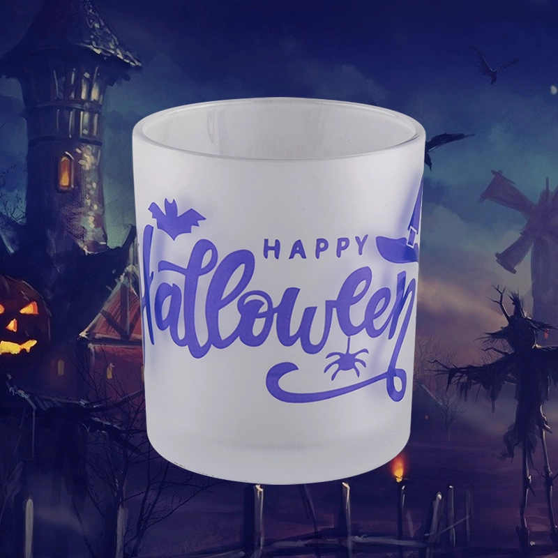 China Benutzerdefinierte Logo-Kerzenbehälter aus Glas für Halloween-Geschenke Hersteller