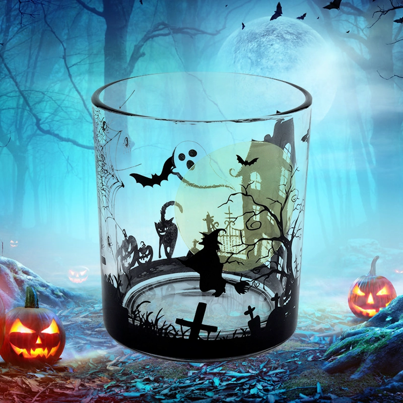 Nuovo design per barattoli di candele in vetro per pittura di graffiti di Halloween per la decorazione
