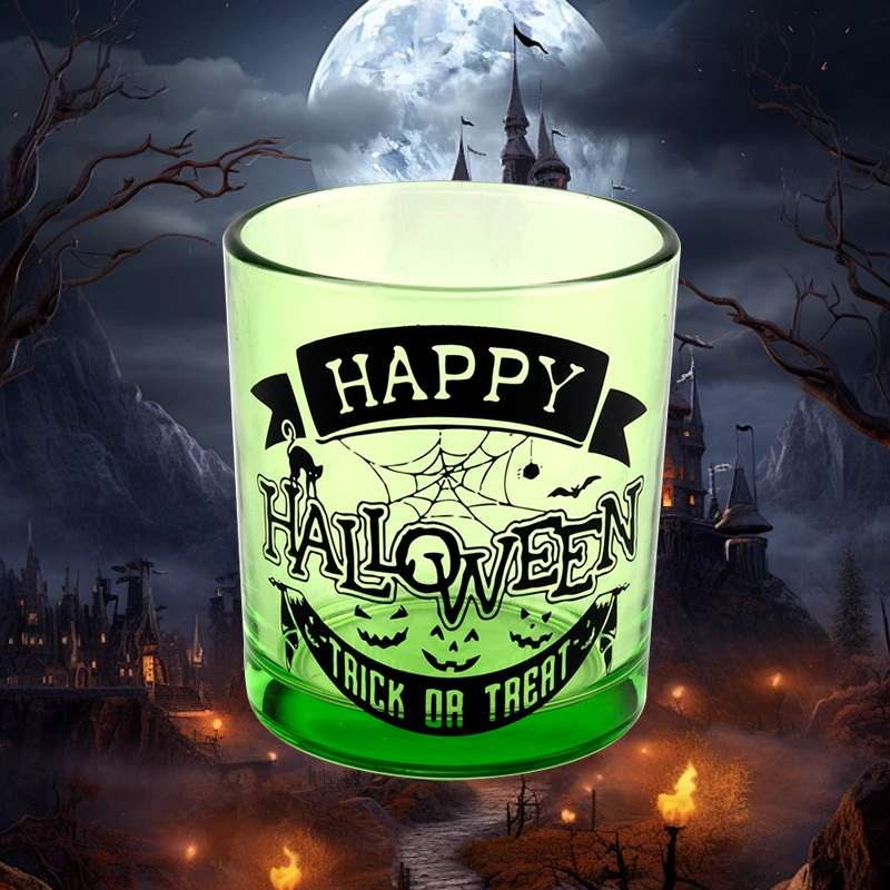 Regalo personalizzato in barattoli di candele in vetro con graffiti verdi di Halloween da 285 ml
