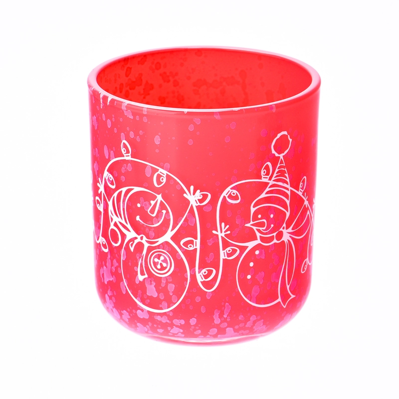 Barattolo portacandele in vetro di carta decalcomania natalizia di lusso personalizzato con rose rosse e coperchio