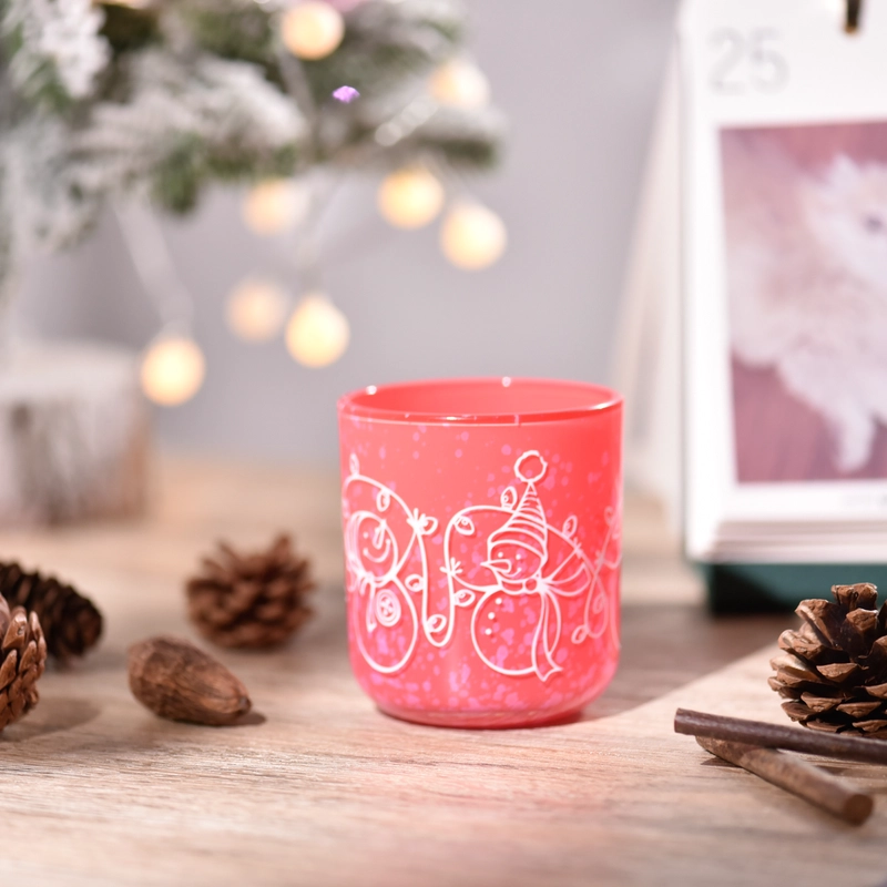 Barattolo portacandele in vetro di carta decalcomania natalizia di lusso personalizzato con rose rosse e coperchio