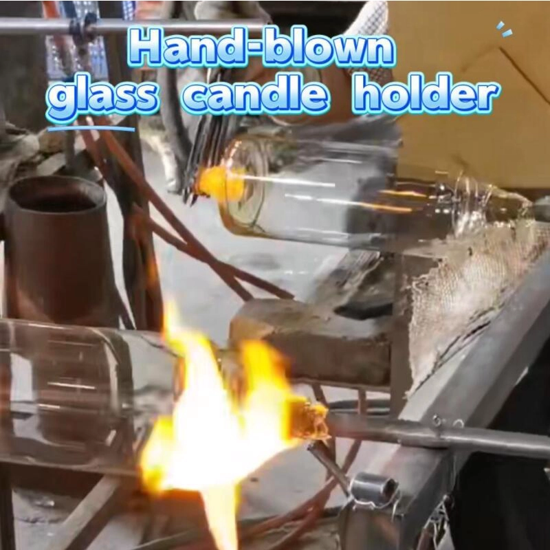 Hand-blown glass candle holders