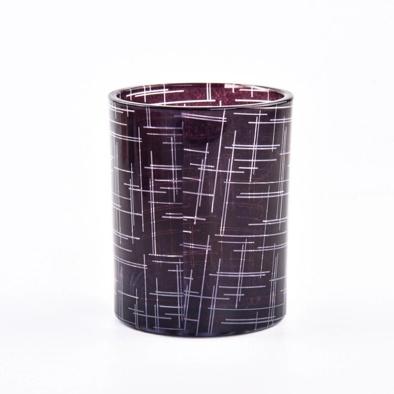 Wholesale Smoky Plum Geometric Glass Candle Jars Decorative Candle Containers