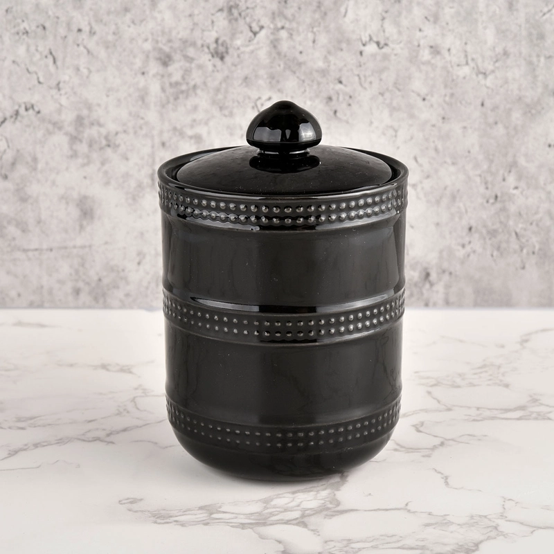 Blank sort keramik lysglas med låg