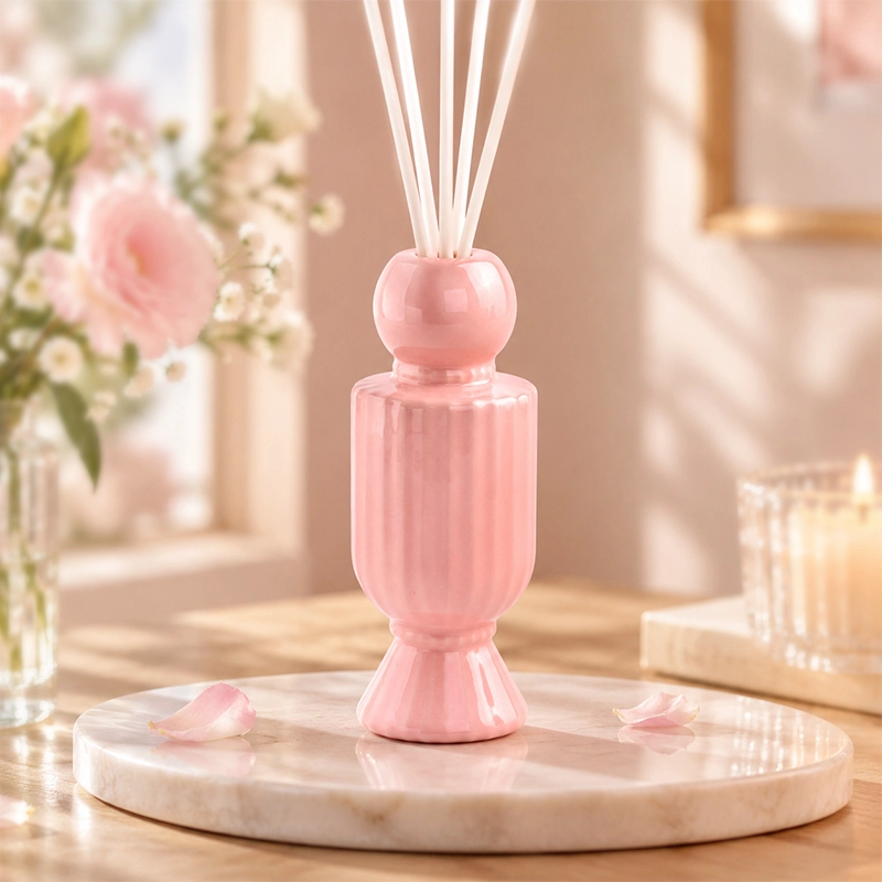 Maßgeschneiderte rosa Keramik-Red-Diffusor-Flasche, luxuriöses Duftgefäß