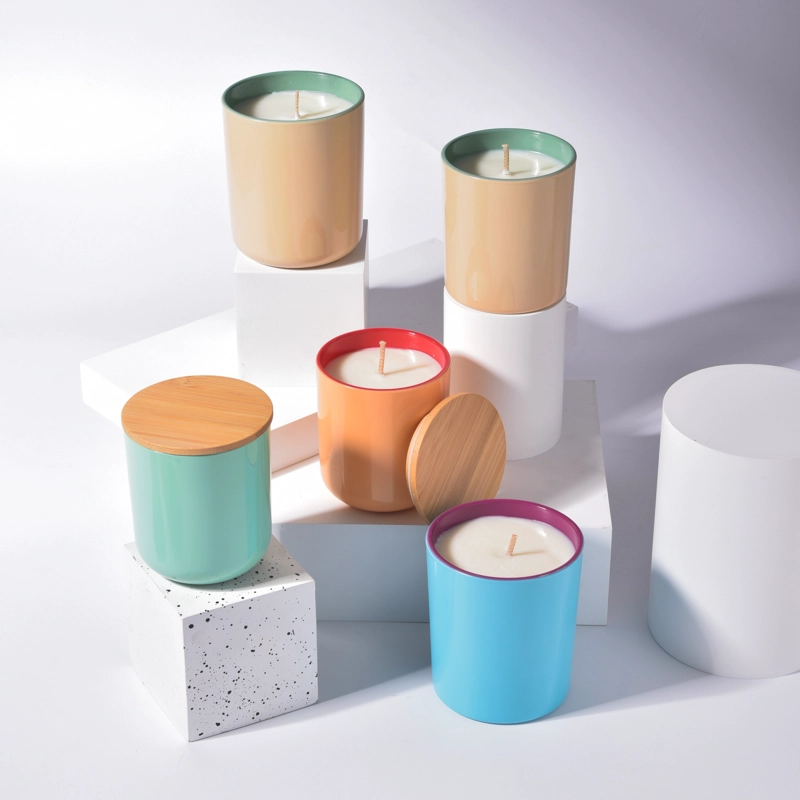 Two-tone cylinder glass candle jar collection