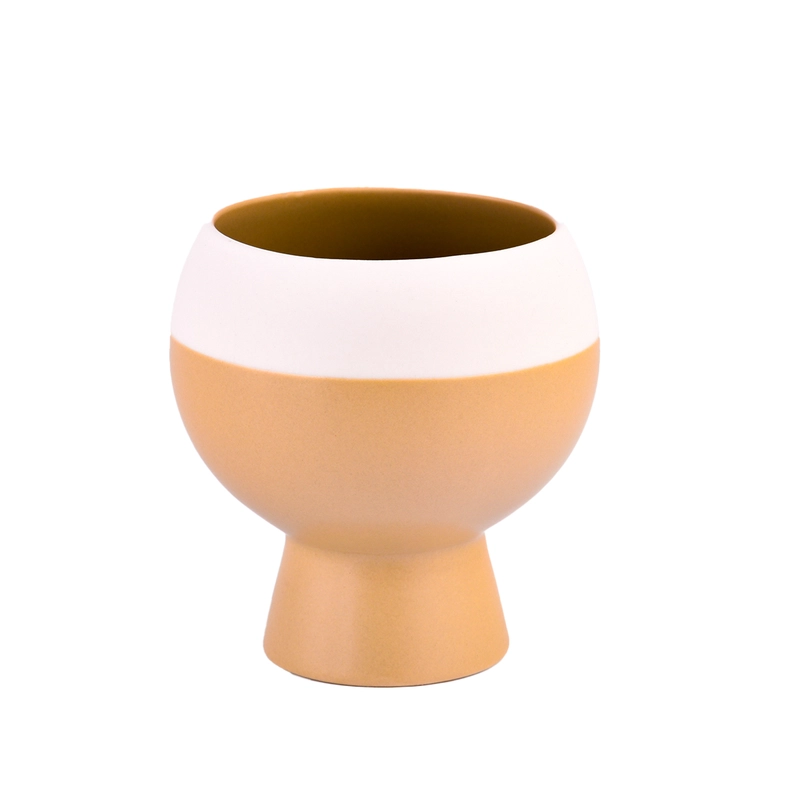 Portacandele in ceramica bicolore personalizzato Portacandele moderno bianco crema